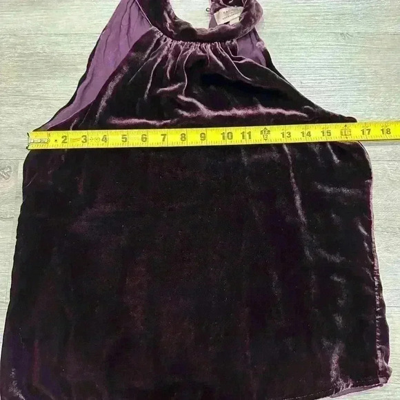 Kachel X Anthropologie Chelsea Velvet Halter Top Sleeveless Keyhole Button Sz 2 - Picture 8 of 8